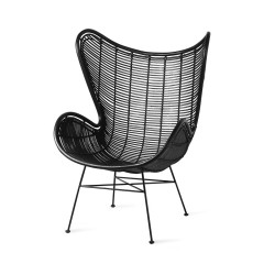 BUTTERFLY ARMCHAIR RATTAN BLACK    - CHAIRS, STOOLS